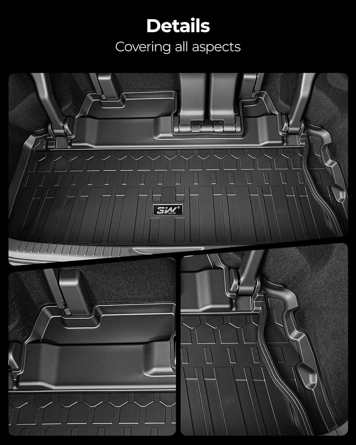 3W Floor Mats & Cargo Liner Fit Toyota Sienna Platinum with Refrigerator 2024-2026, TPE Custom Fit Floor Liner and Trunk Mat for Sienna 7 Seat (w/o Spare tire)