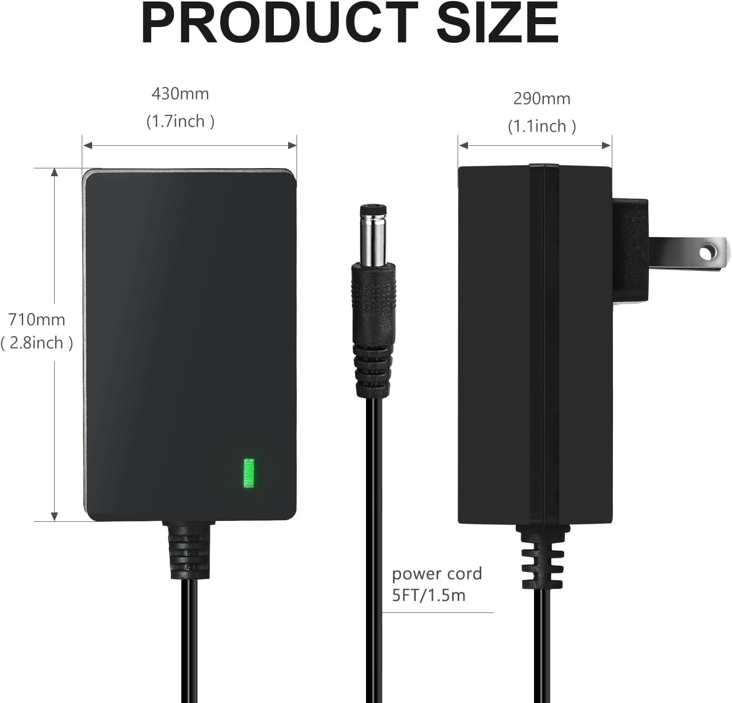 15V 1A~1.5A Adapter Charger Charging Cable Cord for Peak 450A 500A 600A 800A 1000A Auto Battery Booster Jump Starter, Compatible Beatit,Tacklife,Gooloo & More Portable Car Jump Starter