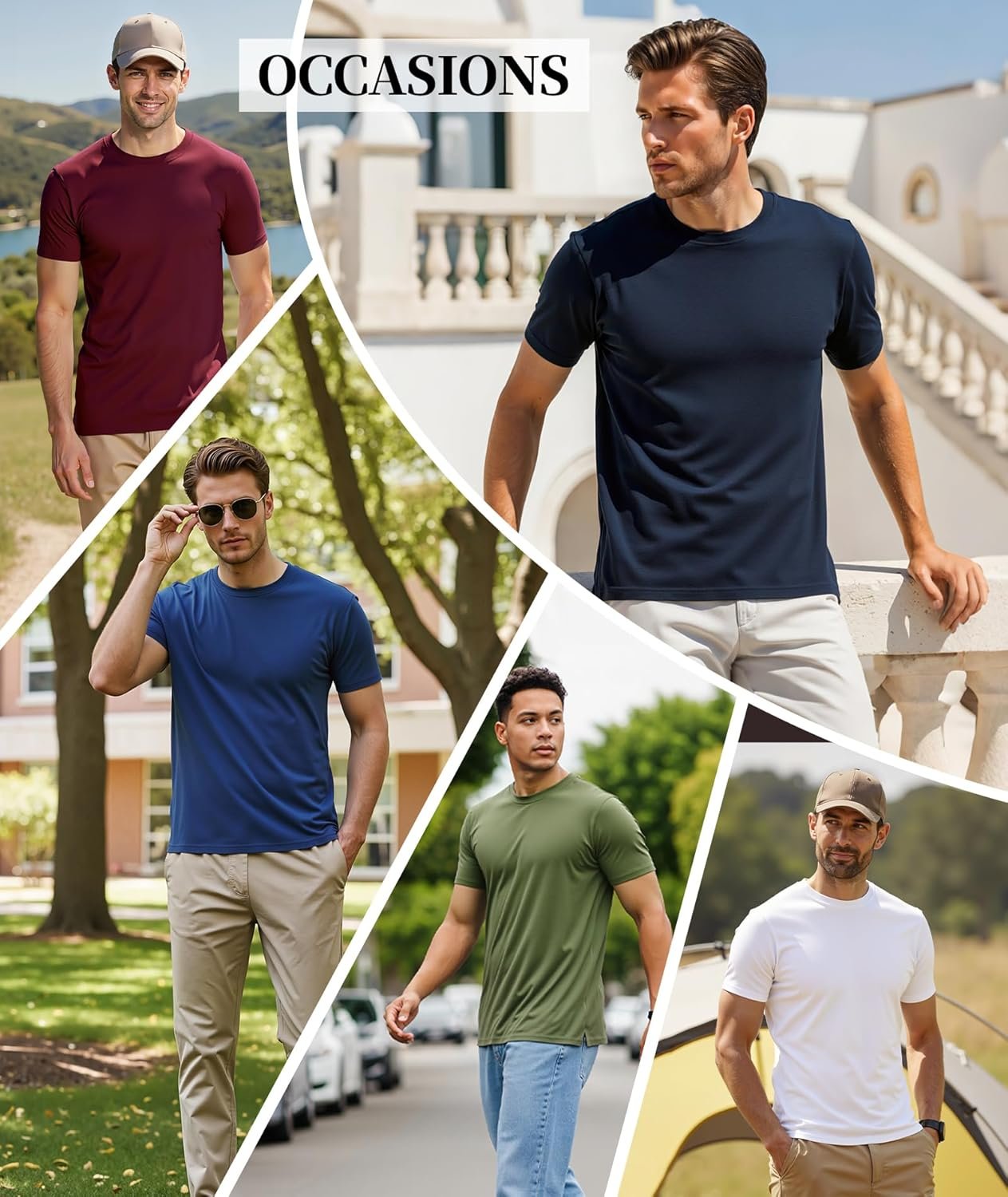 Little Beauty 5 Pack Men's T-Shirts Crew Neck Short Sleeve Cotton Tee Casual Summer Tops