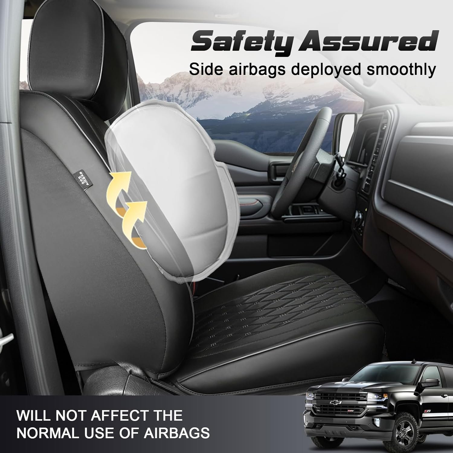 Umbrauto Custom Seat Covers for Silverado, Waterproof Nappa Leather Full Set Seatcovers for Chevy Silverado/GMC Sierra 2007-2013 & 2019-2025 2026 1500, 2020-2026 2500HD 3500HD Crew/Double/Extended Cab