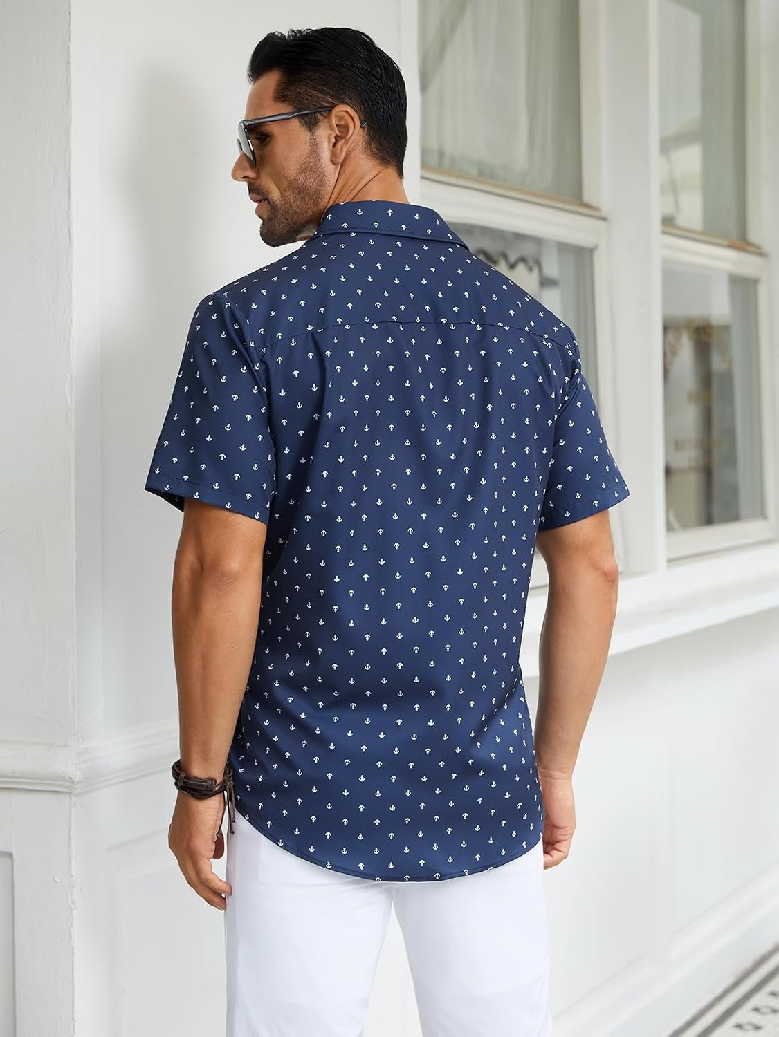 Hardaddy Men's Pattern Short Sleeve Button Down Graphic Printed Business Casual Dress Shirts with Pocket