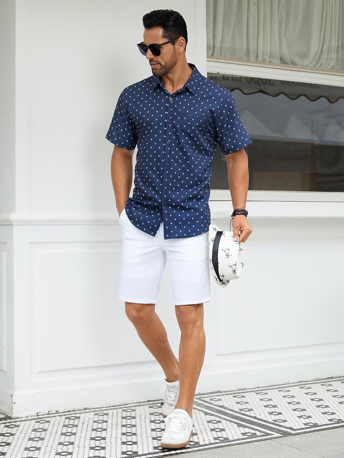 Hardaddy Men's Pattern Short Sleeve Button Down Graphic Printed Business Casual Dress Shirts with Pocket