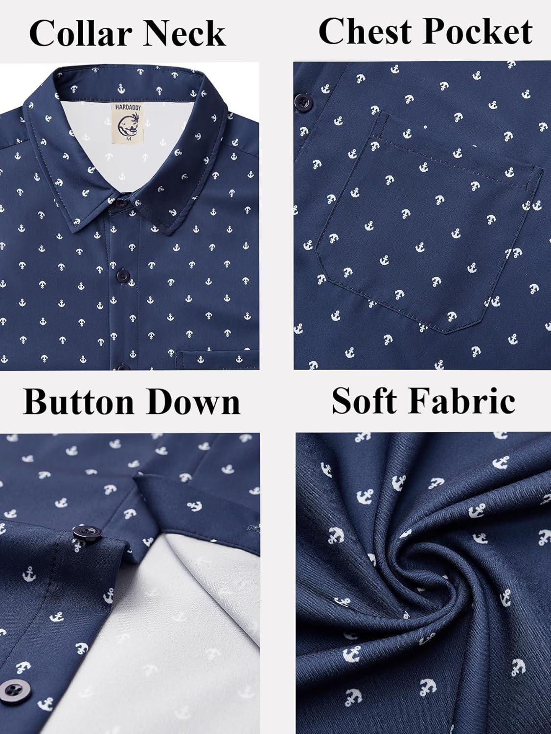 Hardaddy Men's Pattern Short Sleeve Button Down Graphic Printed Business Casual Dress Shirts with Pocket
