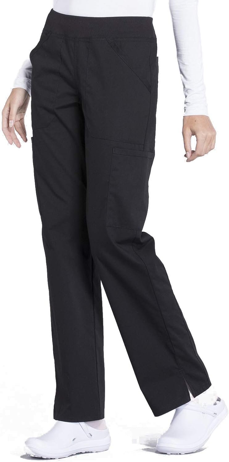 Cherokee Women's Scrub Pants Mid Rise Straight Leg Pull-on Cargo Pant with 6 Pockets & 2-Way Stretch Fabric - WW170