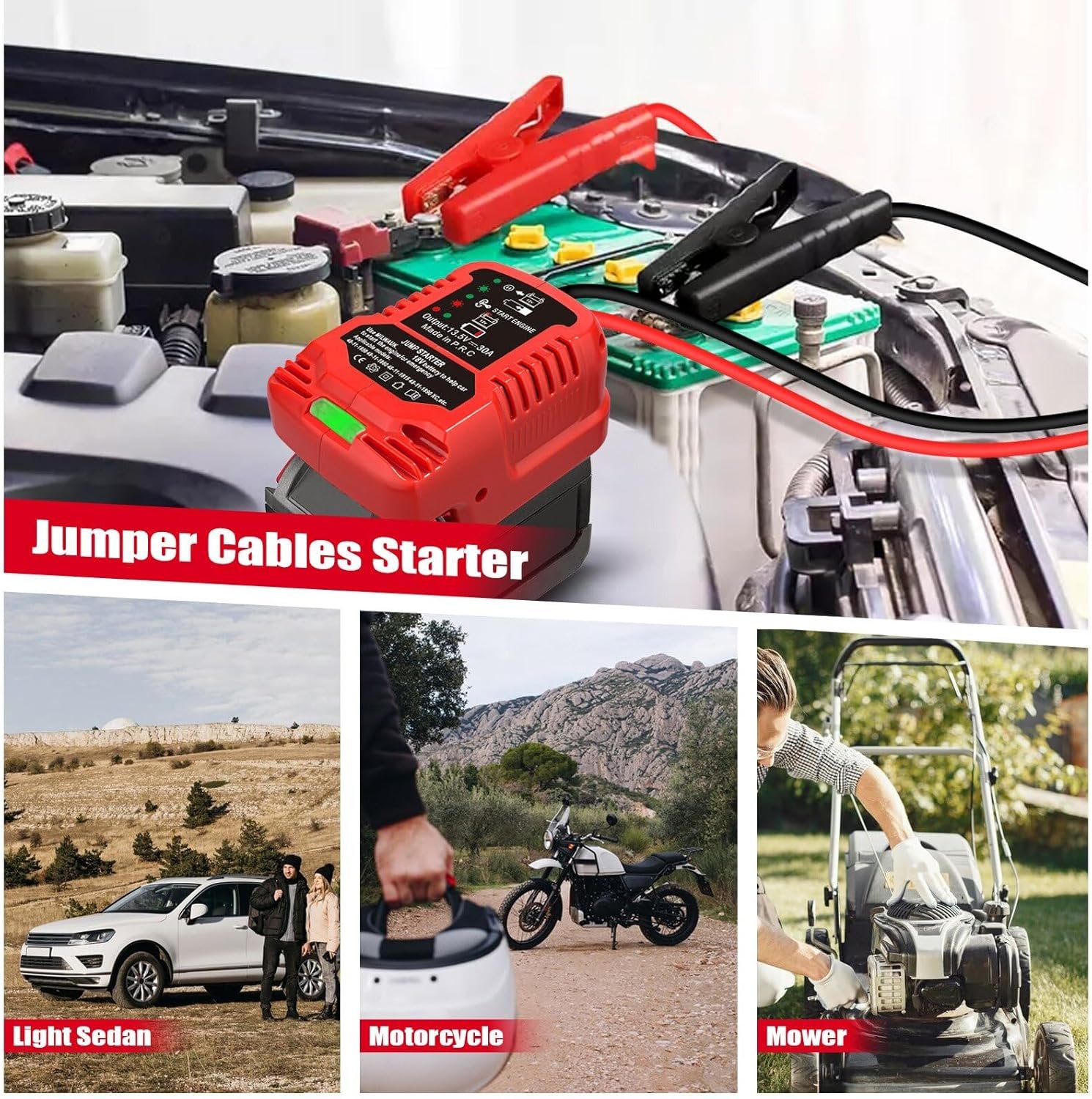 Jumper Cables with Adapter for Milwaukee M-18 18V Battery Jump Car Starter,12V Portable Jump Car Starter,with 11AWG kit Cable for Automotive Booster Cable Adapter(Battery not Included)