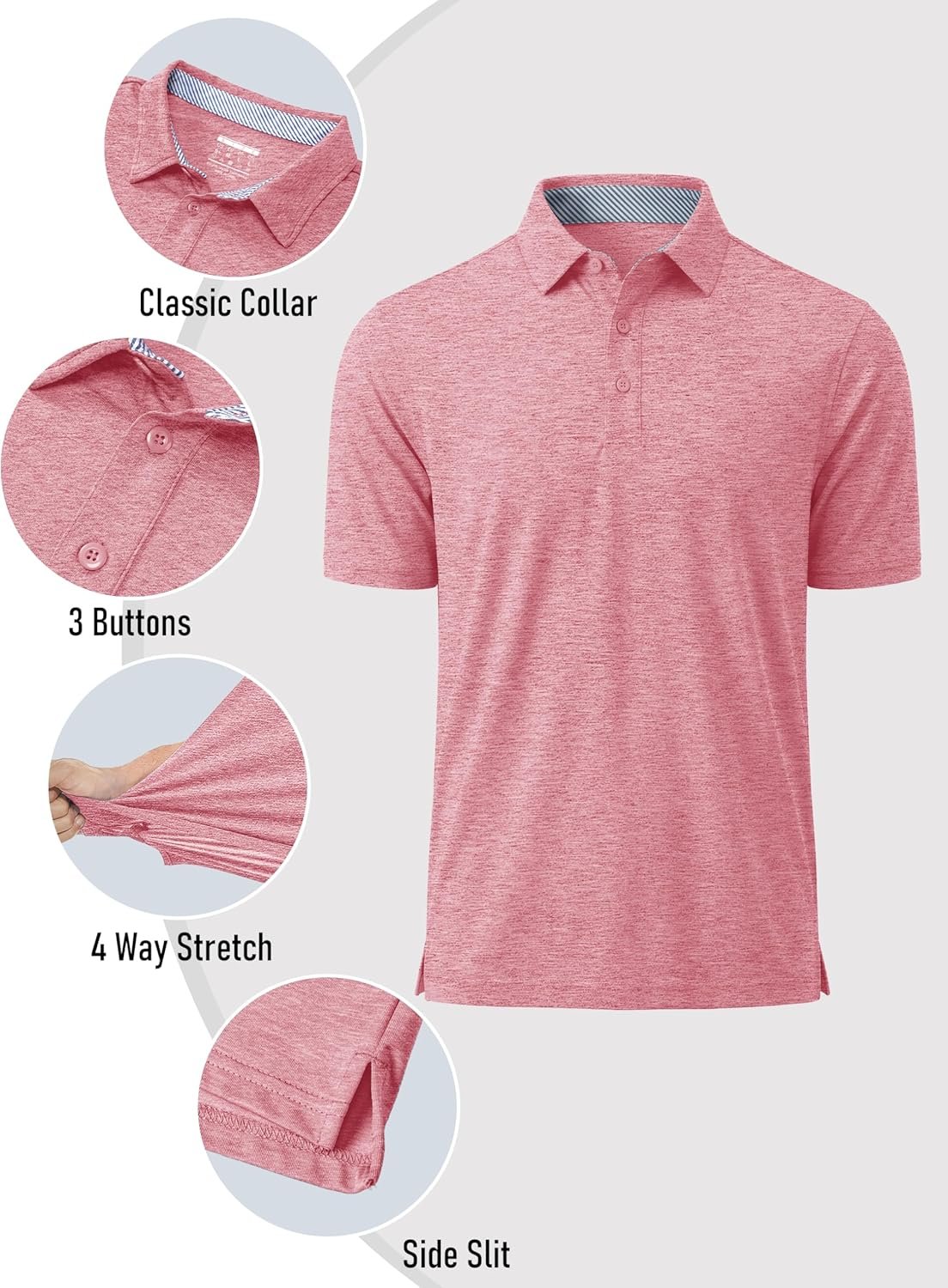 MAGCOMSEN Men's Short Sleeve Polo Golf Shirts 3-Button Moisture Wicking Athletic T-Shirts Casual Collared Shirt