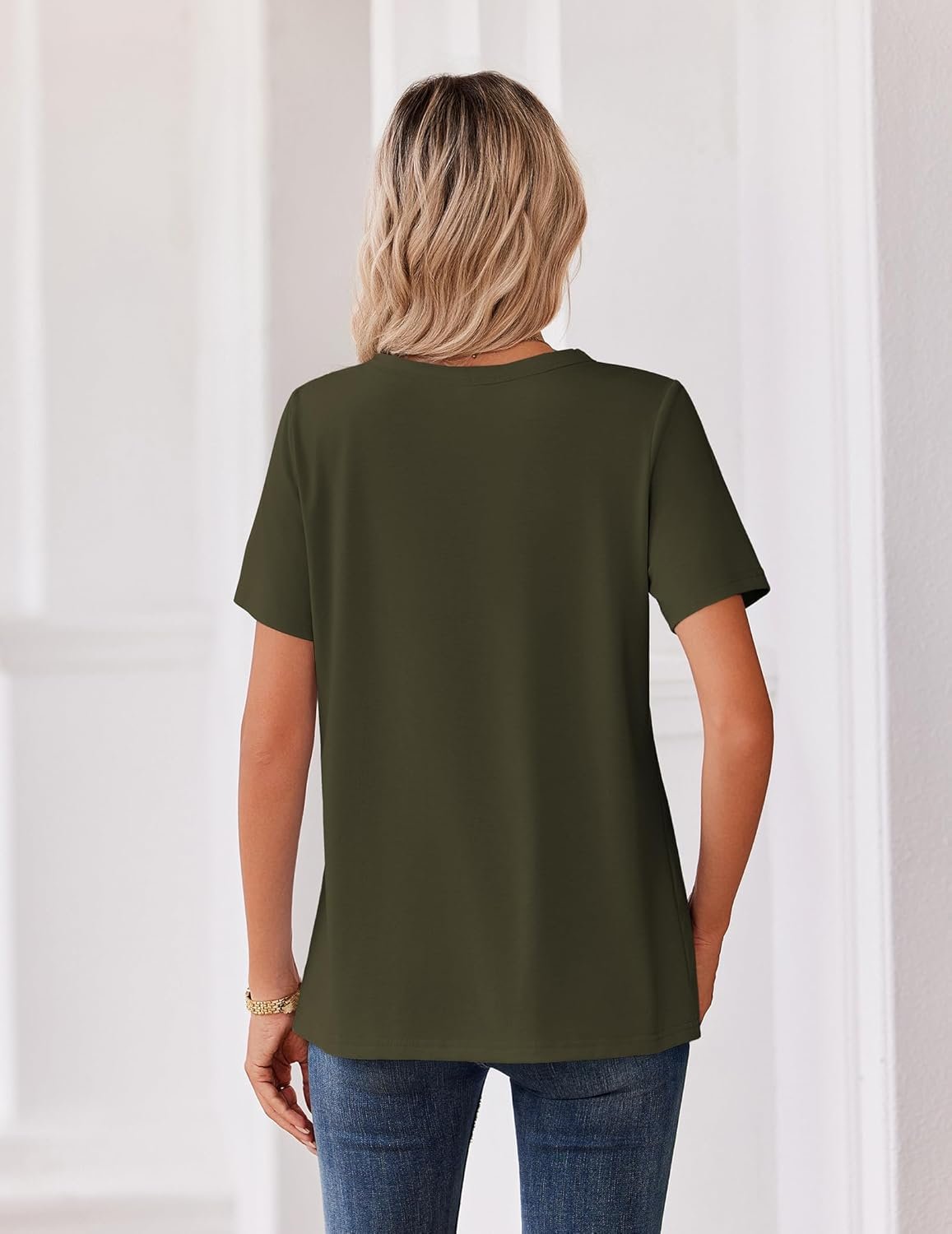 Zeagoo Womens Summer Tops V Neck Short Sleeve Shirts Dressy Casual Blouse Spring Vacation Tshirts Clothes