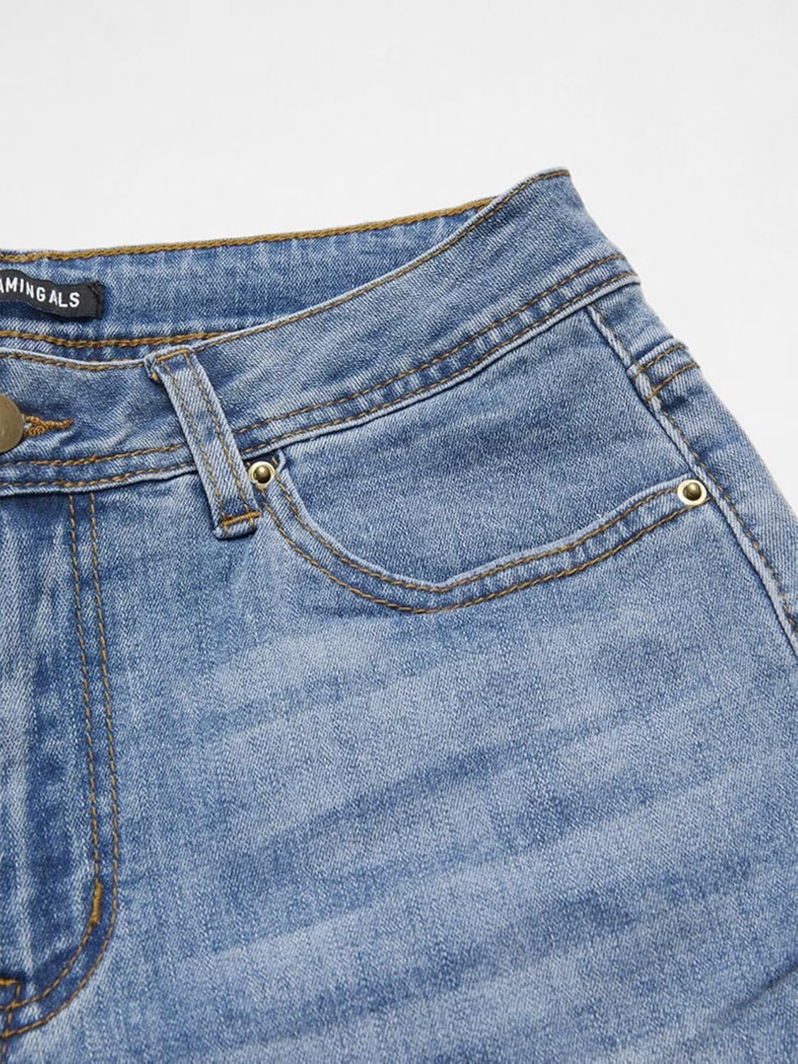 Flamingals Women's Bell Bottom Jeans Flare Distressed Ripped Stretchy Mid Rise Bootcut Denim Jeans
