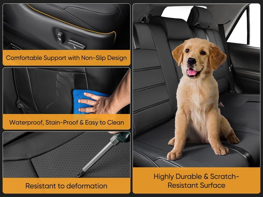 Seat Covers for Toyota 4Runner 2011-2024, (5 Seats Only) (Not Fit 7 Seats)Full Set Full Coverage Waterproof Leather Covers for 2012 2013 2014 2015 2016 2017 2018 2019 2020 2021 2022 2023 Accessories