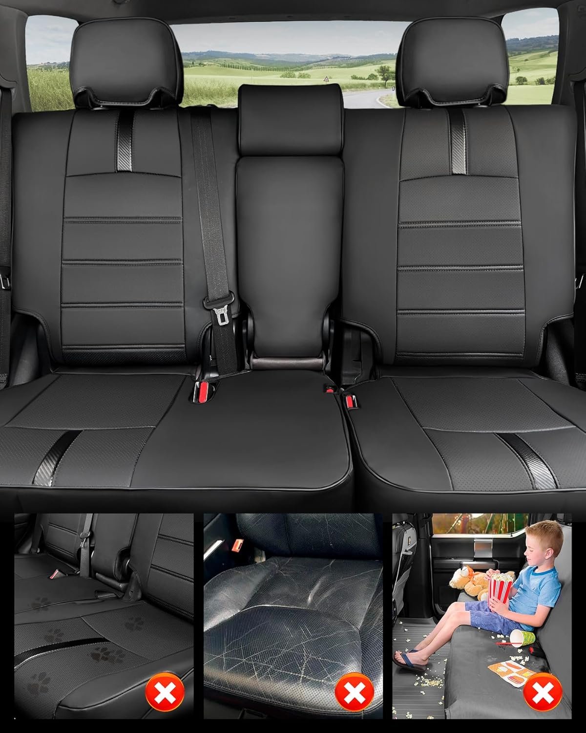 Seat Covers for Toyota 4Runner 2011-2024, (5 Seats Only) (Not Fit 7 Seats)Full Set Full Coverage Waterproof Leather Covers for 2012 2013 2014 2015 2016 2017 2018 2019 2020 2021 2022 2023 Accessories