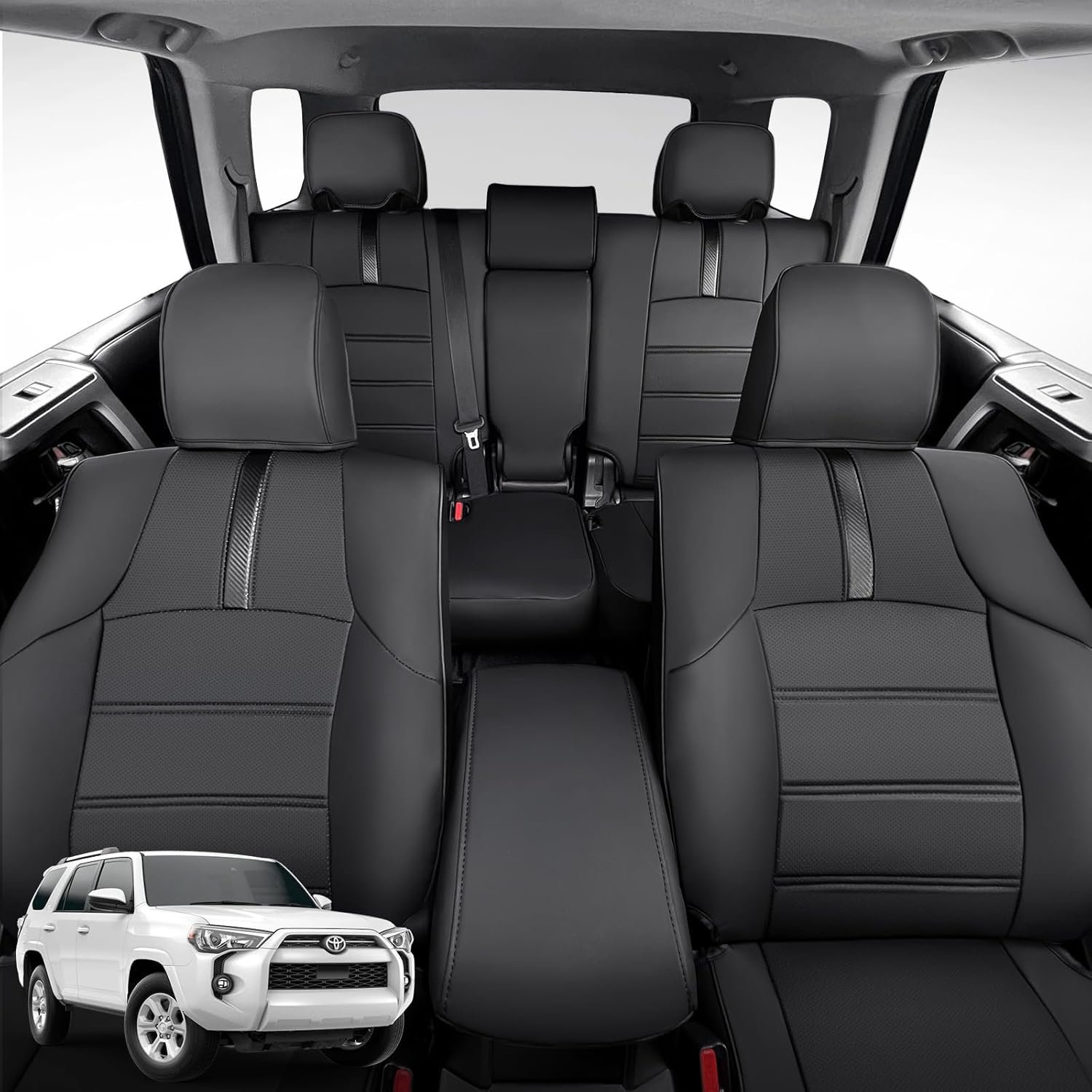 Seat Covers for Toyota 4Runner 2011-2024, (5 Seats Only) (Not Fit 7 Seats)Full Set Full Coverage Waterproof Leather Covers for 2012 2013 2014 2015 2016 2017 2018 2019 2020 2021 2022 2023 Accessories
