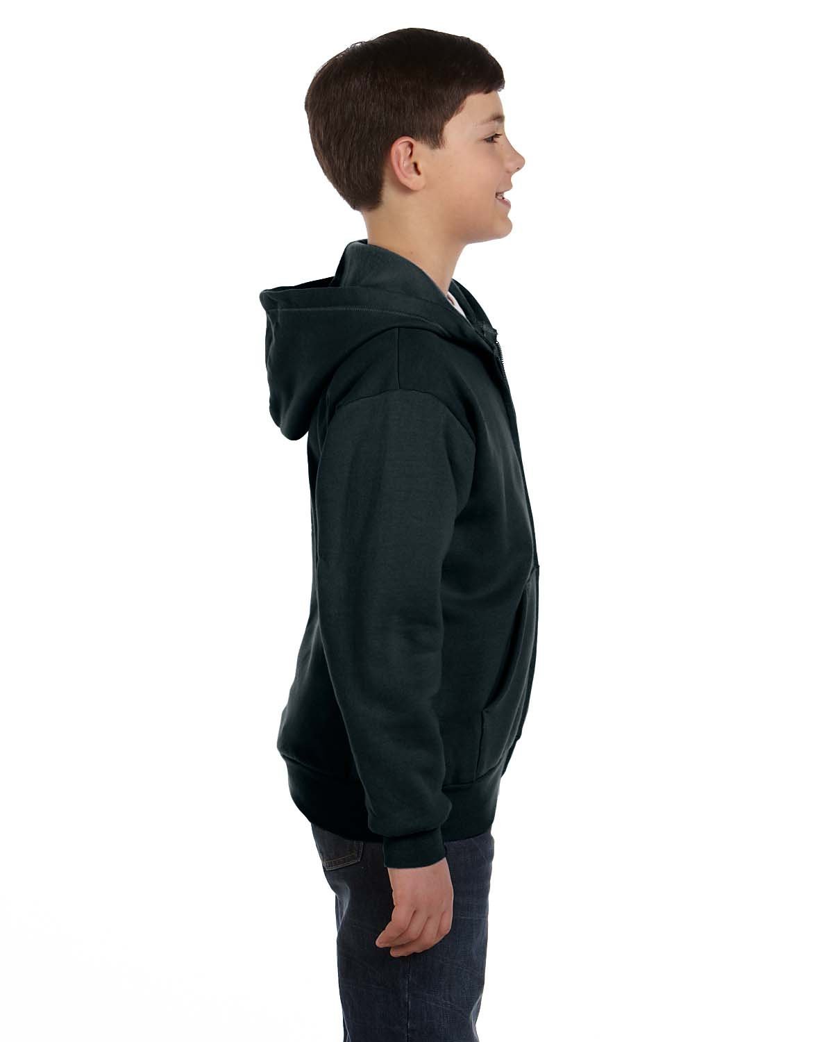Hanes Big Boys' Eco Smart Fleece Zip Hood, Black, Medium