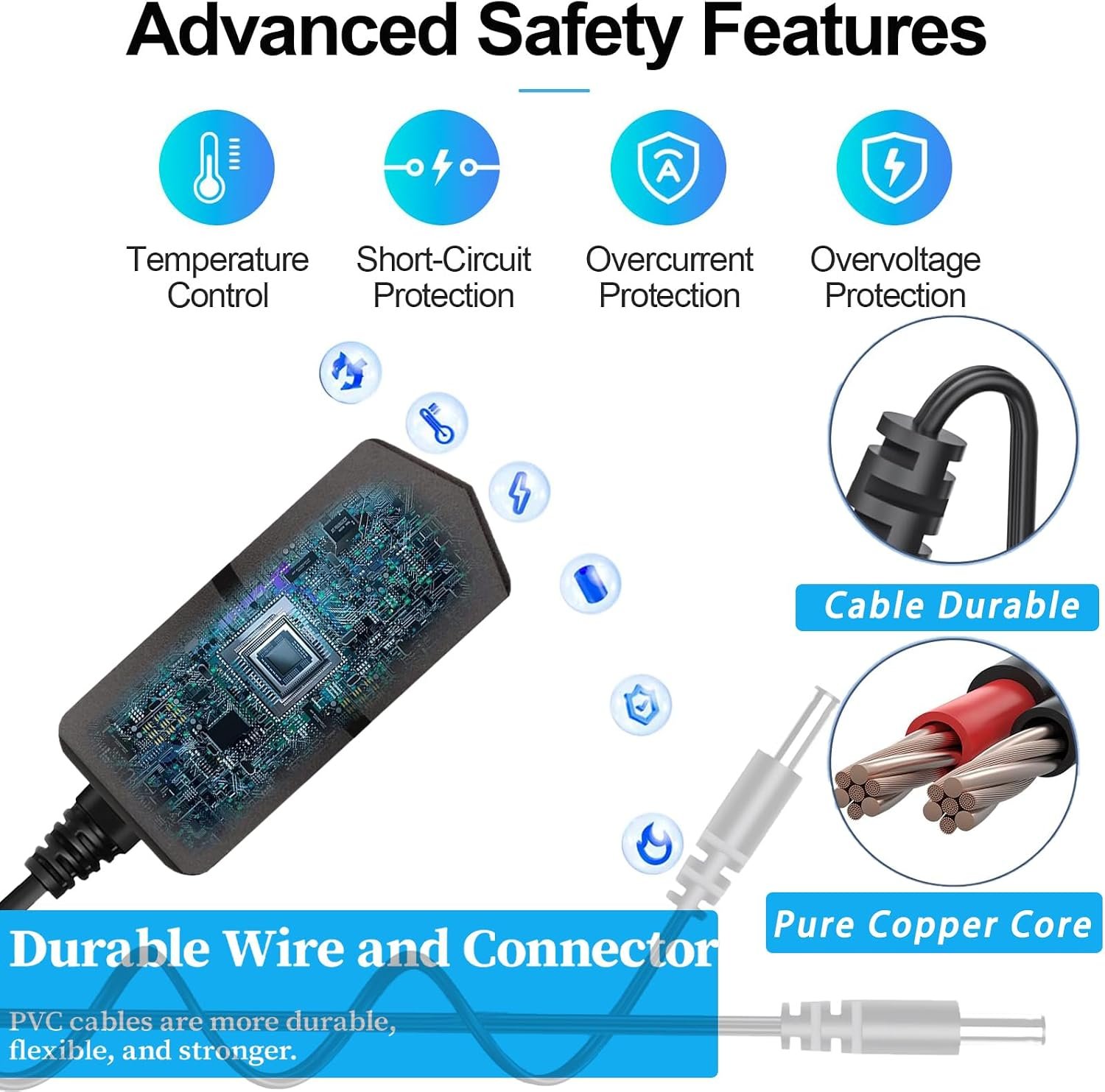15V 1A Car Jump Starter Power Cord Charger for DBPower, Tacklife, Schumacher, Gooloo, Beatit Car Jump Starter Replacement Power Supply for Peak 450A 500A 600A 800A 1000A Auto Battery Booster
