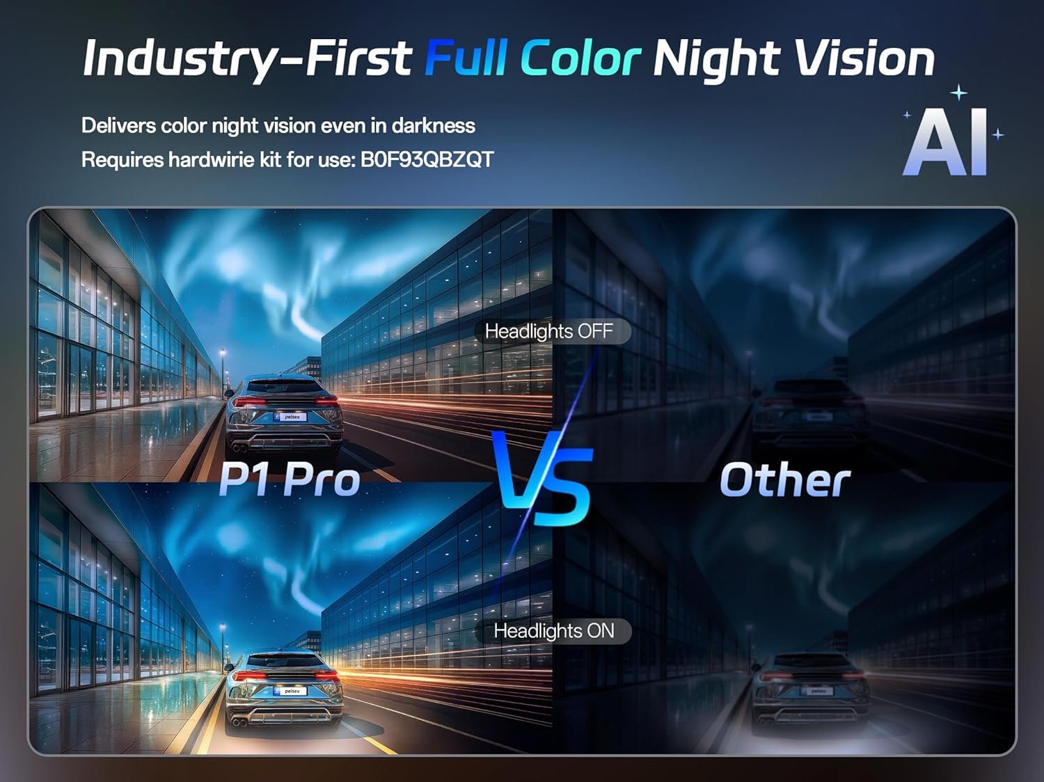 Pelsee P1 Pro 4K Dash Cam Front and Rear, STARVIS 2 Sensor, 64GB Card, Dual Dash Camera for Cars with Full-Color Night Vision, HDR WDR, ADAS, GPS, WiFi & Voice Control, 24H Parking Mode, 3.39" Screen