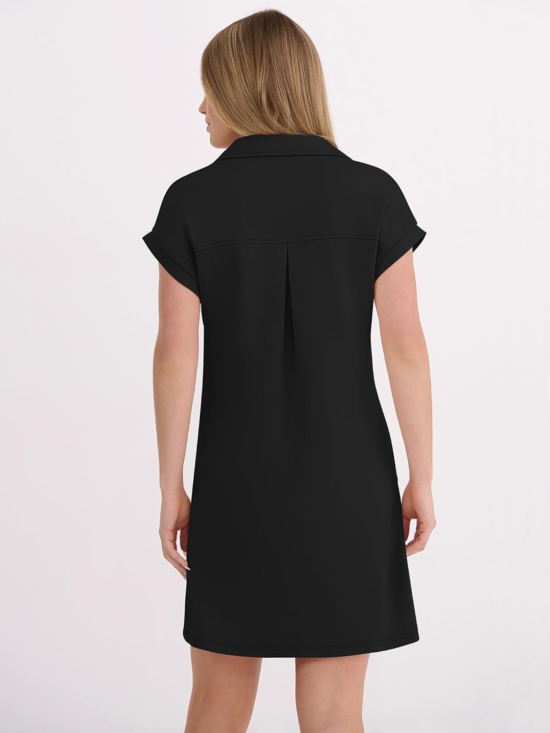 ANRABESS Women's 2026 Summer Collared V Neck Tshirt Dress Casual Cap Sleeve Spring Mini Vacation Dresses with Pockets