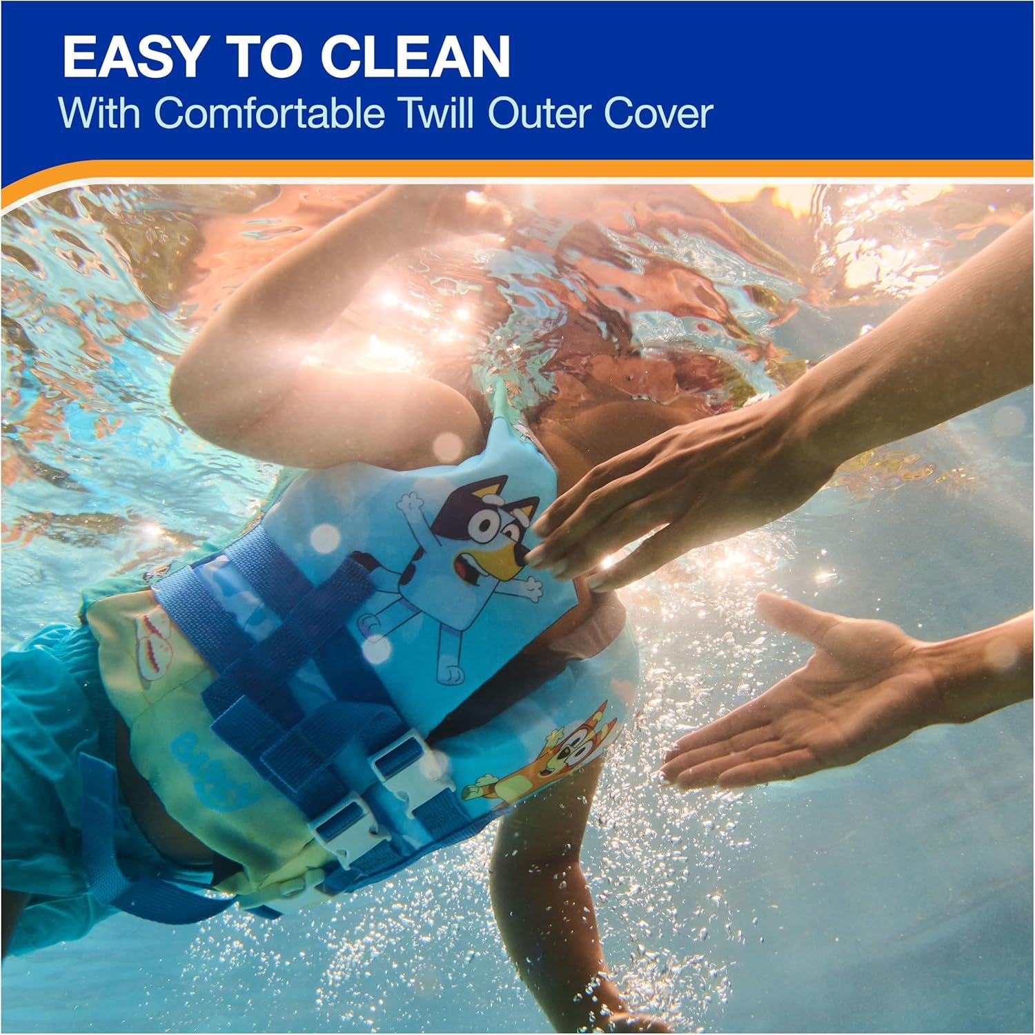SwimWays Bluey Life Jacket, US Coast Guard Approved Life Vest, Kids Swim Vest for Kids 33-55 lbs, Bluey