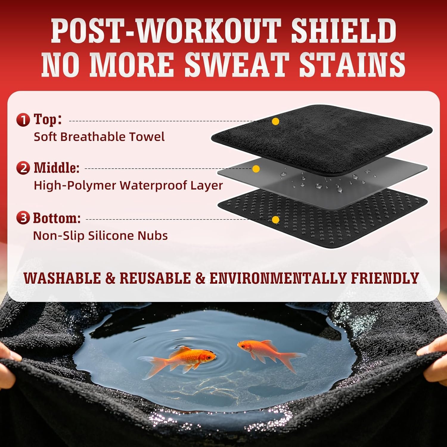 Car Seat Cover Towel GRS Certified Recycled, Waterproof & Washable, Non-Slip Universal Fit for Cars SUVs, Sweat Protection for Gym, Kids, Pets & Travel (Black, 2 Pack)