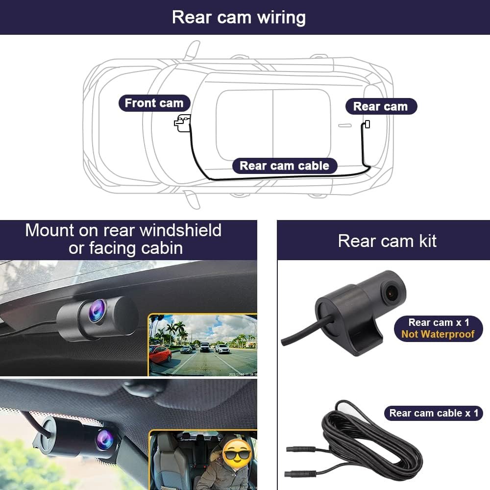 Fitcamx Front 4K+Rear 1080P Dash Cam Adapts for Toyota Grand Highlander 2024-2026 Hybrid (HD2-0E130), OEM Factory Look, Dual HD Video, WiFi & APP, Loop Recording, G-Sensor, Easy to Set, 128GB Card