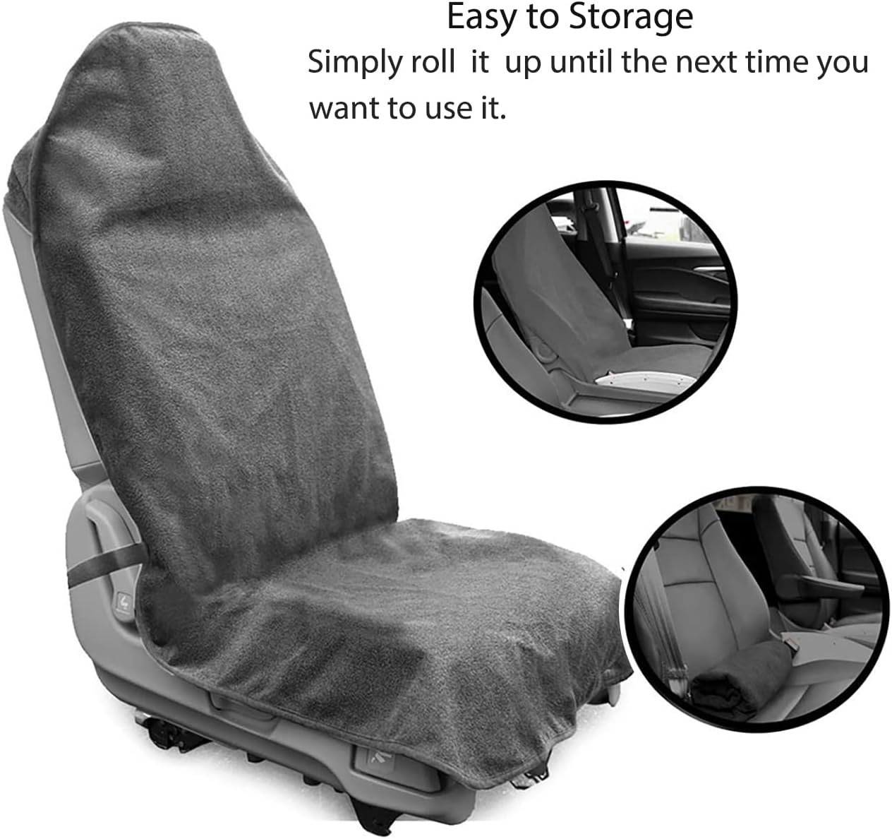 Waterproof Sweating Car Seat Cover for Post Gym Workout, Running, Swimming, Beach and Hiking, Universal Fit Non-Slip Towel Bucket Seat Protector for Cars SUV Trucks, Machine Washable (Grey)