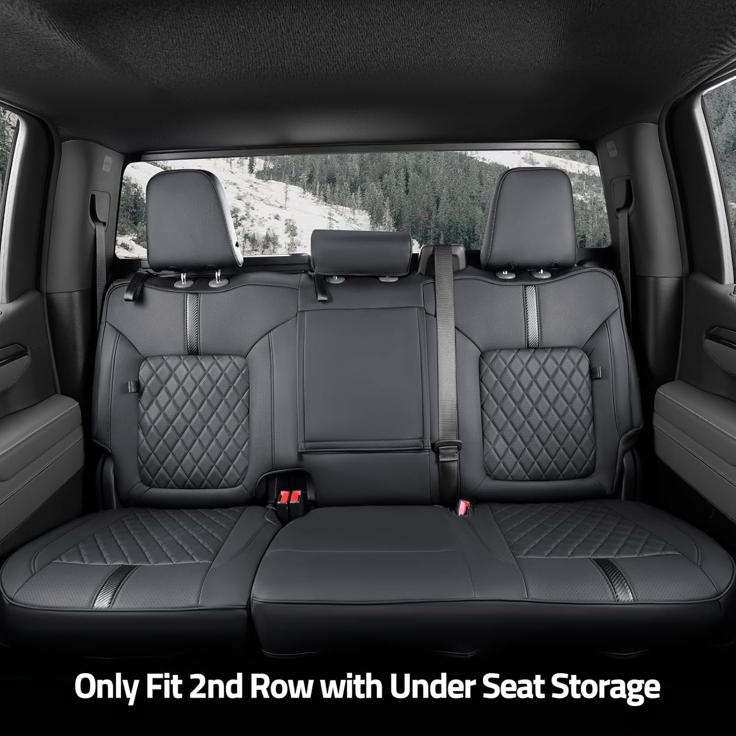 2019-2026 Chevy Silverado/GMC Sierra Seat Covers, Black | Only Fit 2nd Row WITH Seatback Storage, 2019-2026 GMC Sierra/Chevy Silverado 1500 Accessories, Waterproof & Scratchproof