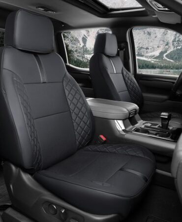 2019-2026 Chevy Silverado/GMC Sierra Seat Covers, Black | Only Fit 2nd Row WITH Seatback Storage, 2019-2026 GMC Sierra/Chevy Silverado 1500 Accessories, Waterproof & Scratchproof