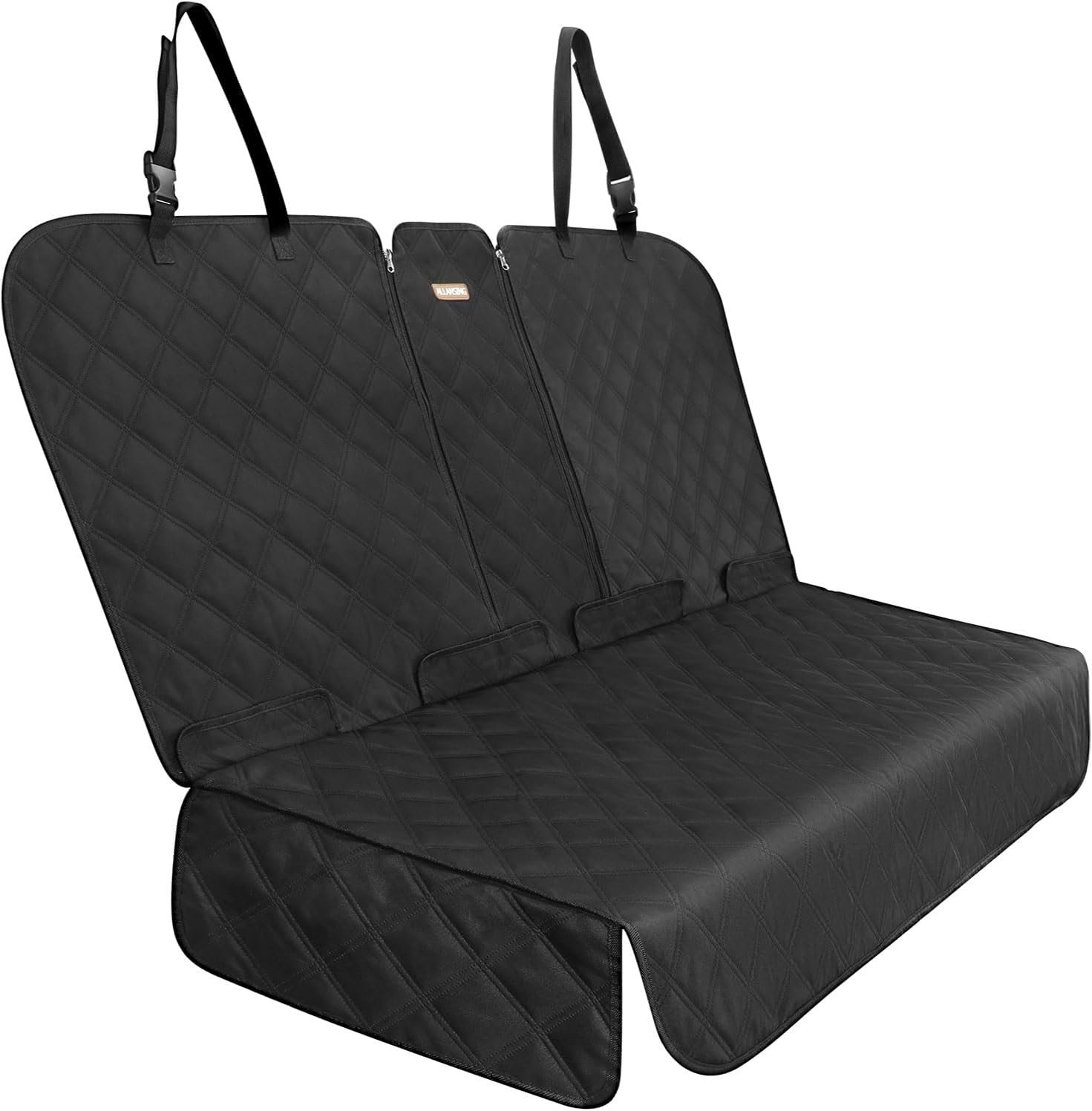ALLANSING Back Seat Cover - 900D Oxford Waterproof Car Seat Protector, Fits Cars/SUVs/Trucks, Split Bench, Non-Slip, for Messy Kids & Drooling Dogs, Easy Clean(Black)