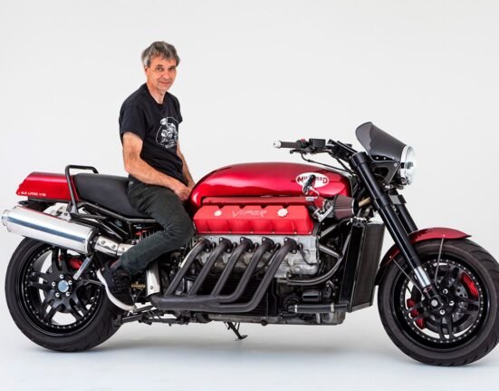 Alan Millard's famous Dodge Viper V10 motorcycle is set to be auctioned for up to €176,000