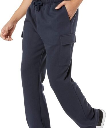 Amazon Essentials Men's Relaxed Fit Cargo Fleece Sweatpants with Open Bottom