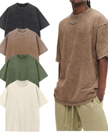 Arssm Oversized Tshirts for Men Acid Wash Loose Fit Vintage Cotton Heavyweight T Shirts Baggy Tees