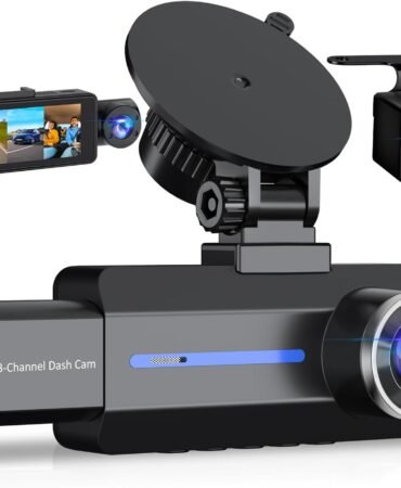BAEASU Dash Cam Front and Rear 2.5K/1440P, 3 Channel Dash Camera for Cars Dash Cam Front Rear and Inside with 32GB Card, 3.16" IPS Screen, G-Sensor, Loop Recording, Night Vision, Parking Mode