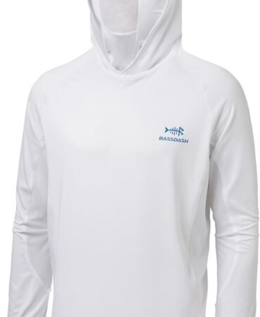 BASSDASH UPF 50+ Men’s Long Sleeve Fishing Shirt with Mask UV Neck Gaiter Hoodie