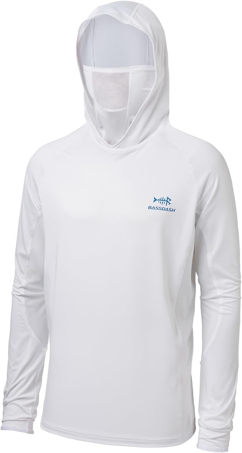 BASSDASH UPF 50+ Men’s Long Sleeve Fishing Shirt with Mask UV Neck Gaiter Hoodie