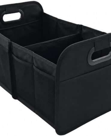 Car Trunk Organizer Foldable Waterproof Storage Caddy with Handles, Collapsible Auto Organizer for SUV, Truck, Van, Black