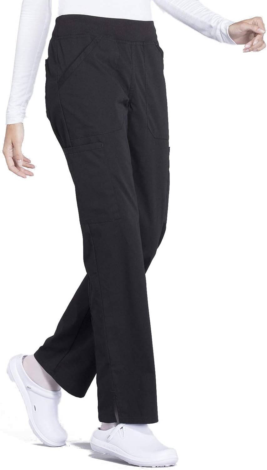 Cherokee Women's Scrub Pants Mid Rise Straight Leg Pull-on Cargo Pant with 6 Pockets & 2-Way Stretch Fabric - WW170