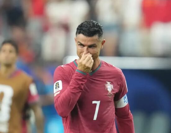 Cristiano Ronaldo in tears after Portugal's World Cup exit after defeat by Spain