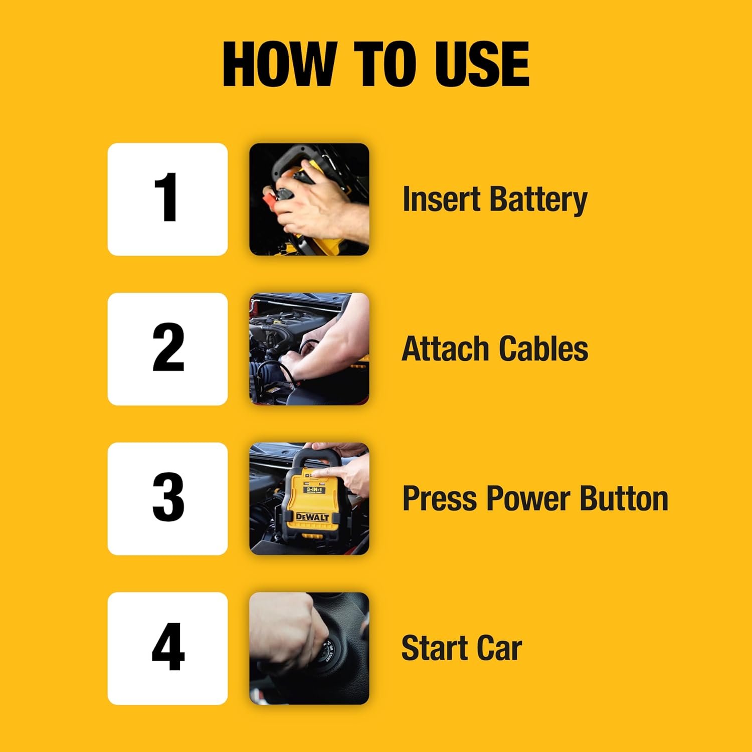 DEWALT DXAE20VBB Automotive Battery Booster and 12V Jump Starter with USB Power Station: Powered by Standard 20V MAX and FLEXVOLT Tool Batteries