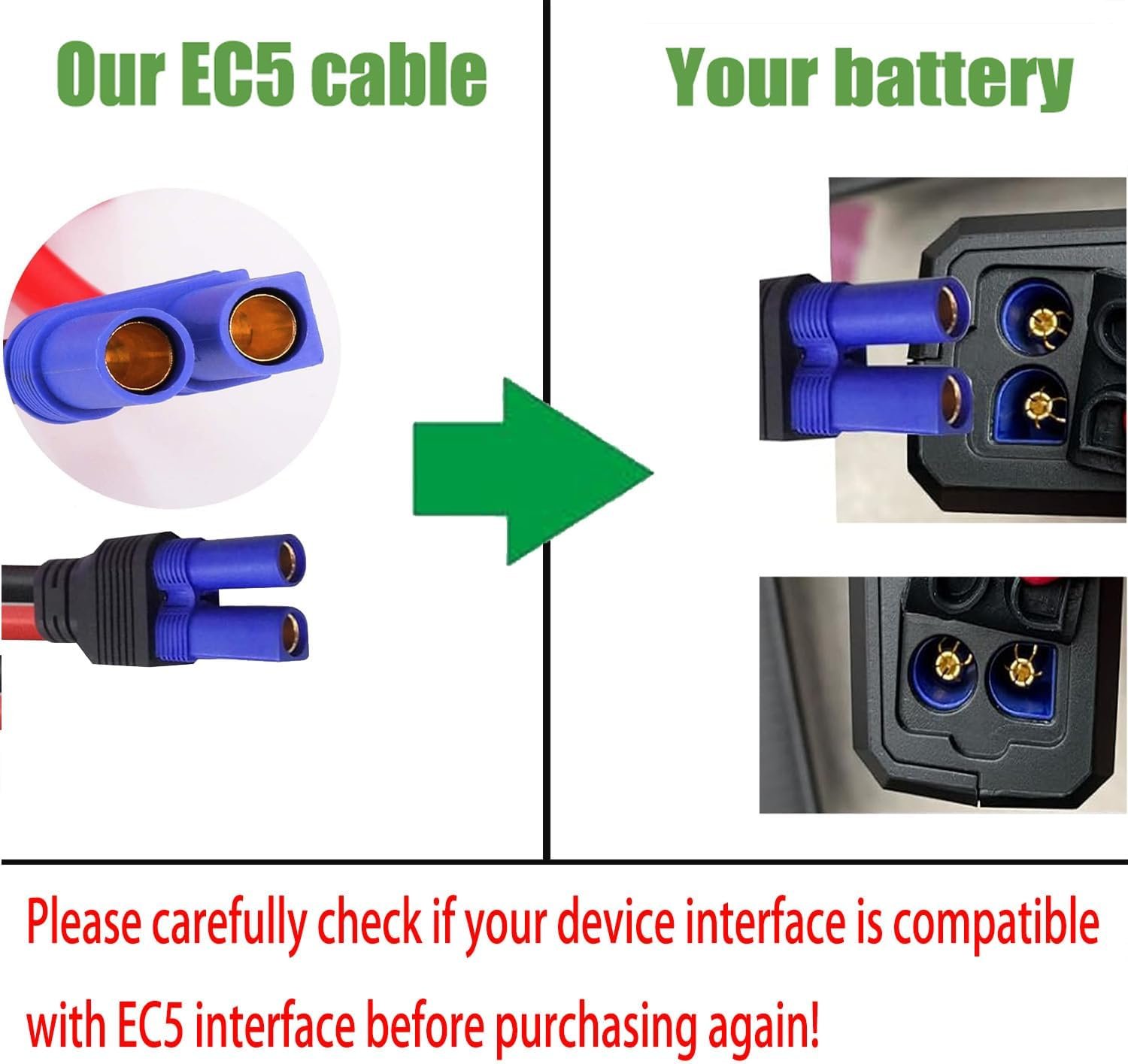EC5 Heavy Duty Jump Starter Replacement Cables with Battery Clamps-EC5 Connector Car Jumper Cable Booster Jumper Cables 12V Car Battery Booster Jumper Emergency Cable-Car Jump Starter Battery Clips