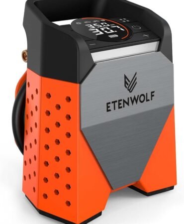 ETENWOLF ZEPHYR S3 Tire Inflator Portable Air Compressor, 1 Min Fast Inflation and 100% Duty Cycle, 160 PSI Air Pump for Cars, SUVs, Bikes, Balls (Vivid Orange)
