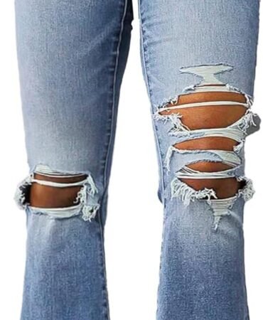 Flamingals Women's Bell Bottom Jeans Flare Distressed Ripped Stretchy Mid Rise Bootcut Denim Jeans