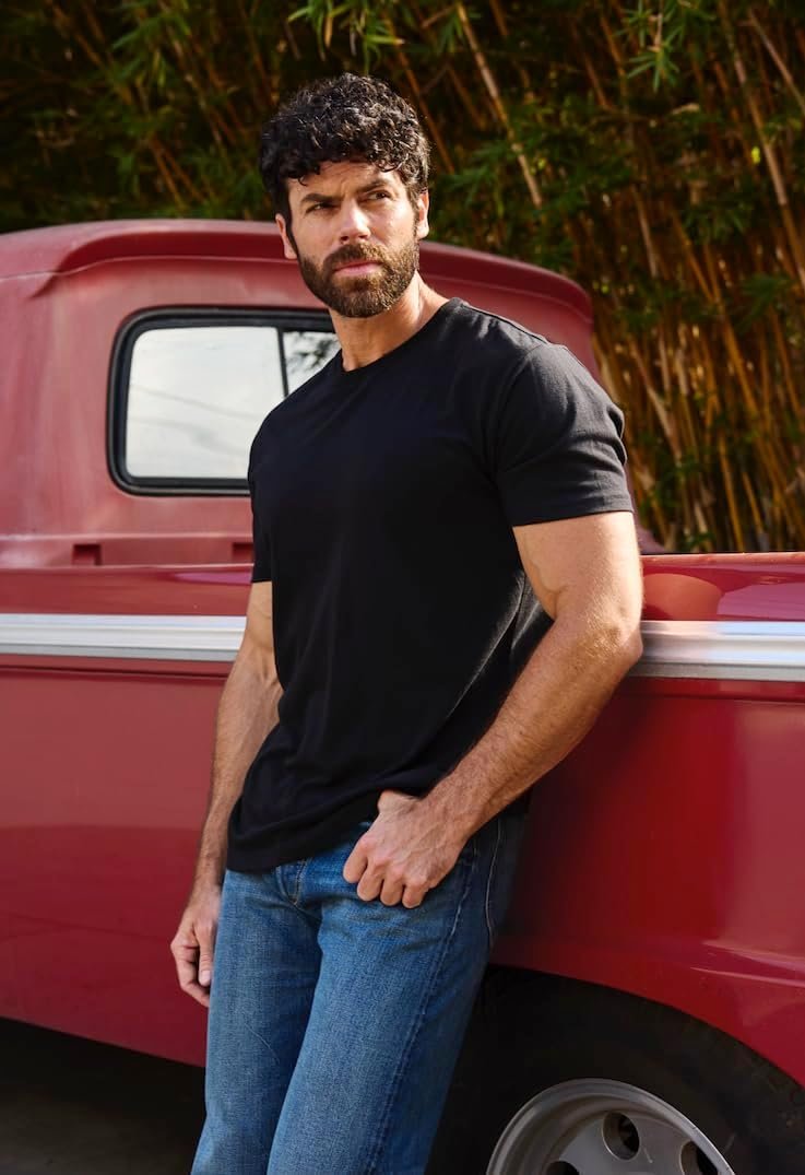 Fresh Clean Threads Men's Crew Neck T-Shirts – Short Sleeve, Fitted Style, Soft Cotton-Poly Blend, Tag-Free Comfort