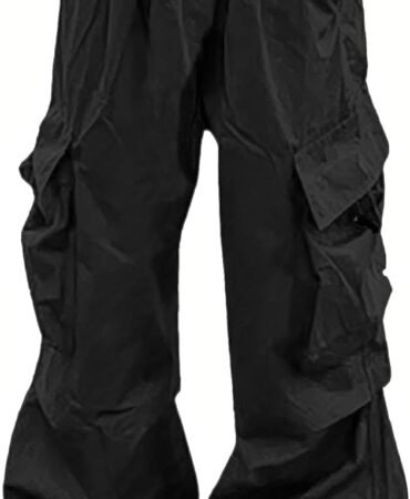 Girls Cargo Pants Elastic Waist Drawstring with Pockets Pants, 6-14 Years