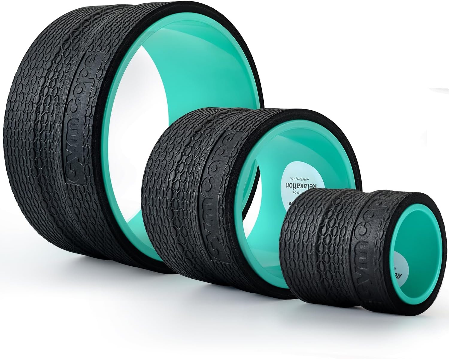 GymCope 3pack Back Wheel Foam Roller – Targeted Back & Neck Relief, Lumbar Spine Stretcher, Spinal Decompression Stretcher, Massage Roller with Density Foam for Physical Therapy, Supports 500lbs