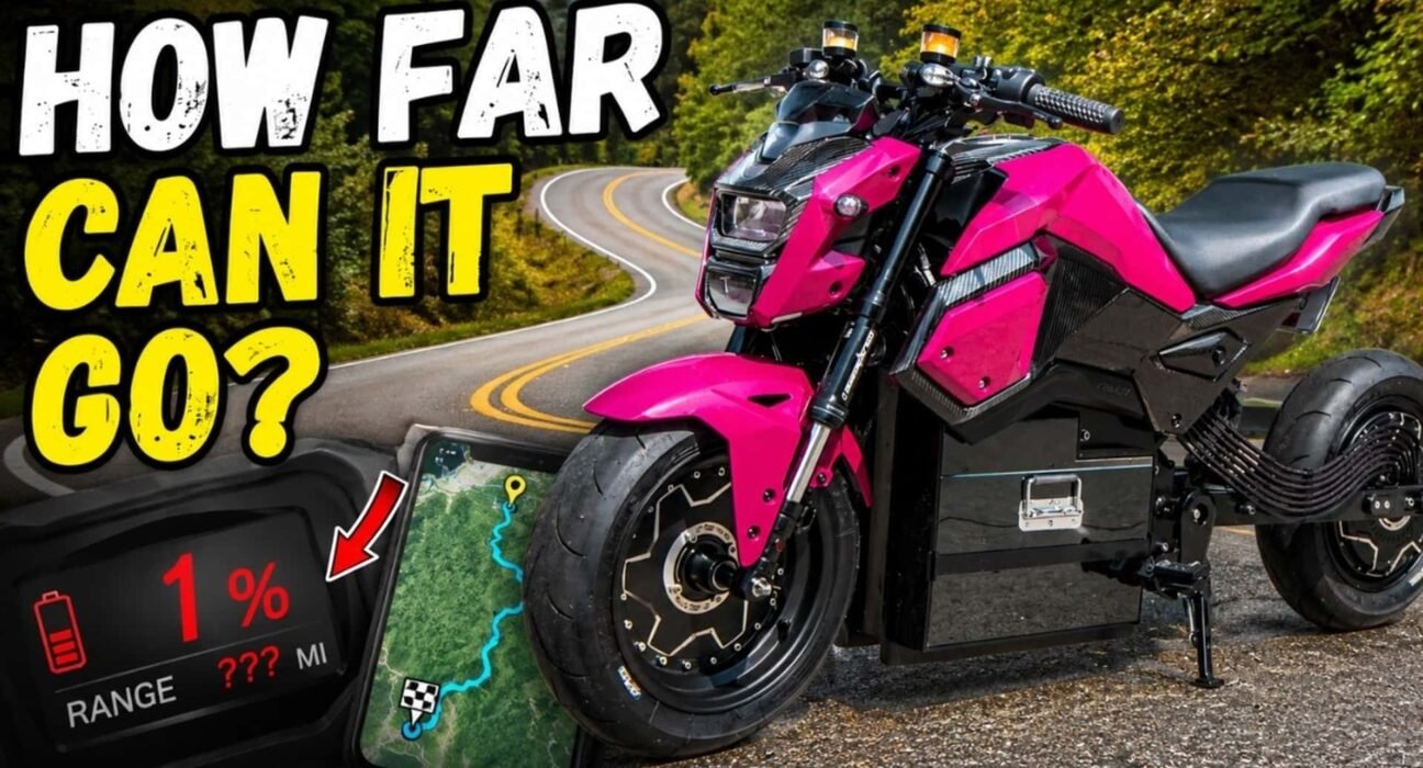 How much range does this hopped up EV Honda Grom get from its massive battery?