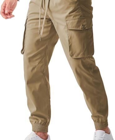 JMIERR Men's Casual Cargo Joggers Pants Stretch Elastic Waist Drawstring Tapered Sweatpants with Pockets