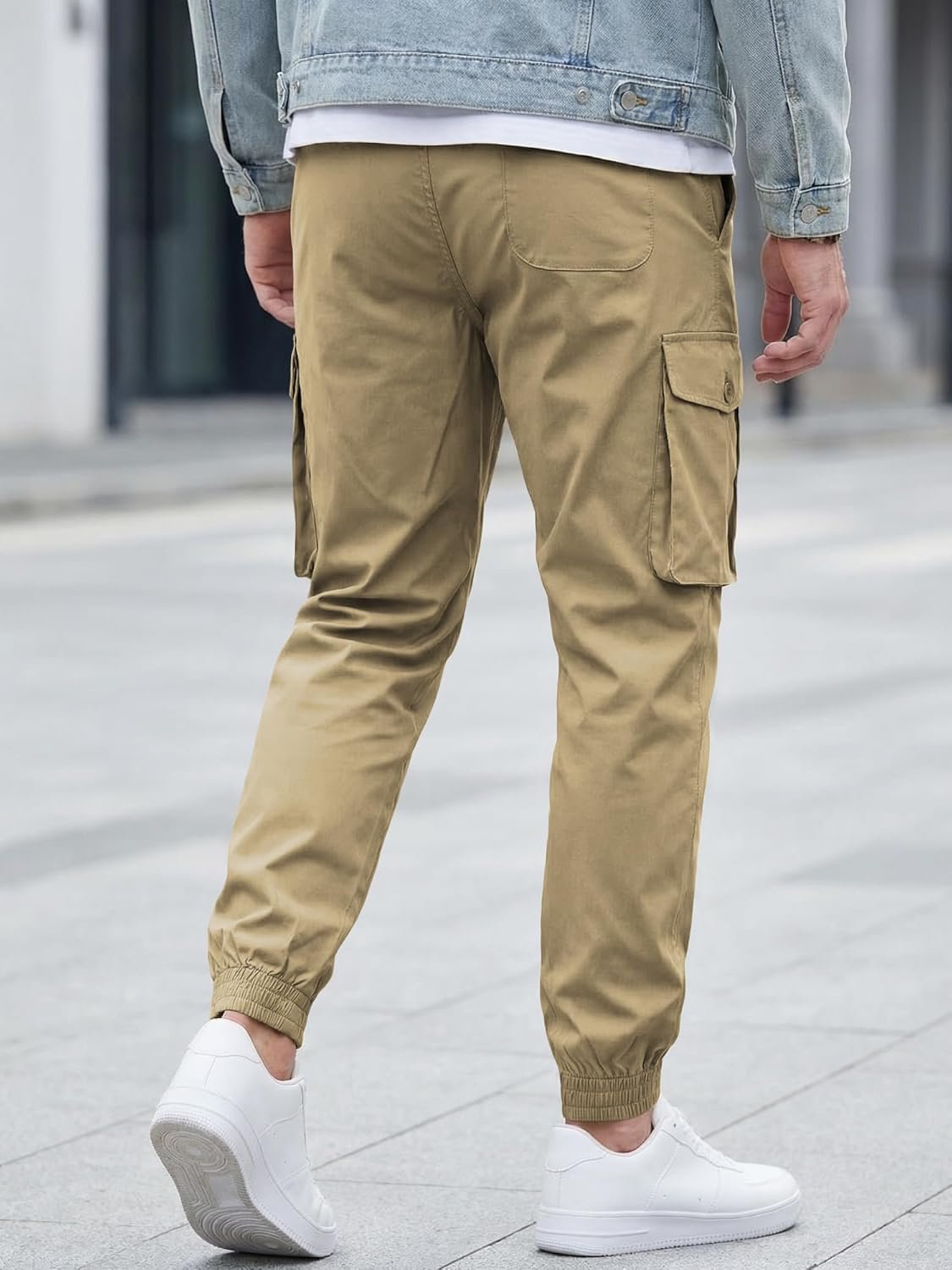 JMIERR Men's Casual Cargo Joggers Pants Stretch Elastic Waist Drawstring Tapered Sweatpants with Pockets