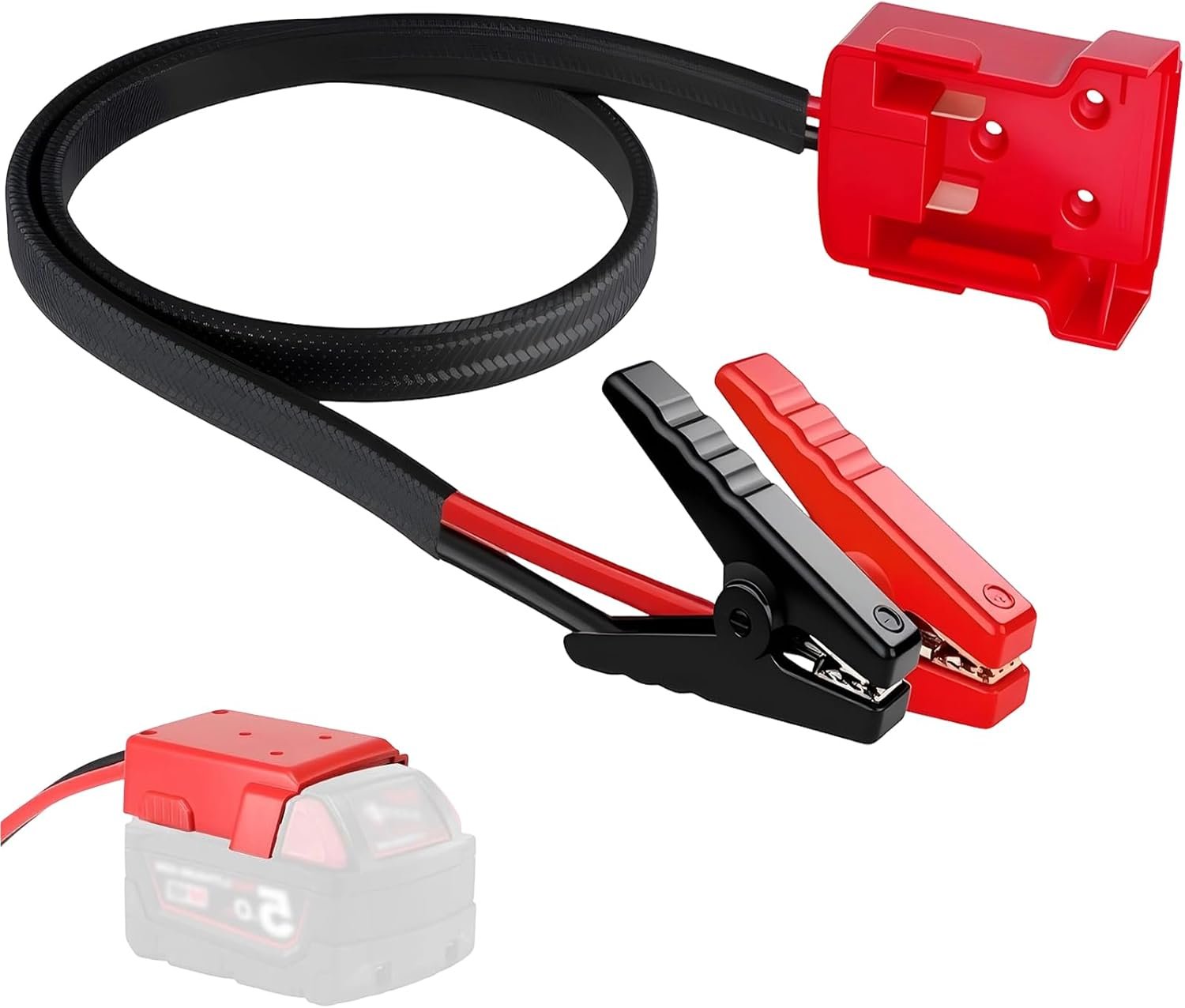Jumper Cables with Adapter Compatible with Milwaukee M18 18V Battery, 1.64FT 8AWG Silicone Wire Jumper Starter, Automotive Booster Cable for Jump Starting Car Using Tool Battery