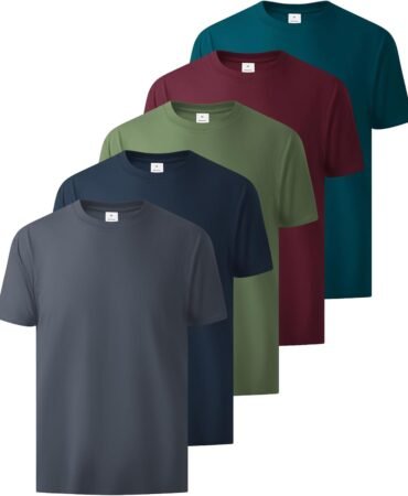 Little Beauty 5 Pack Men's T-Shirts Crew Neck Short Sleeve Cotton Tee Casual Summer Tops