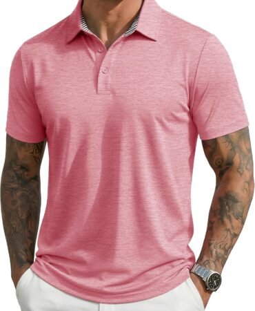 MAGCOMSEN Men's Short Sleeve Polo Golf Shirts 3-Button Moisture Wicking Athletic T-Shirts Casual Collared Shirt