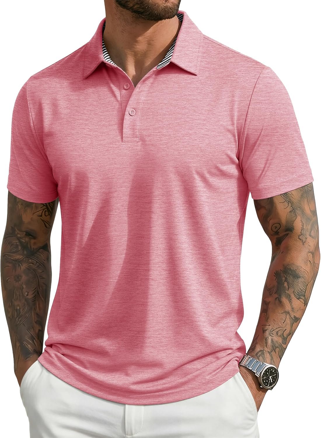 MAGCOMSEN Men's Short Sleeve Polo Golf Shirts 3-Button Moisture Wicking Athletic T-Shirts Casual Collared Shirt