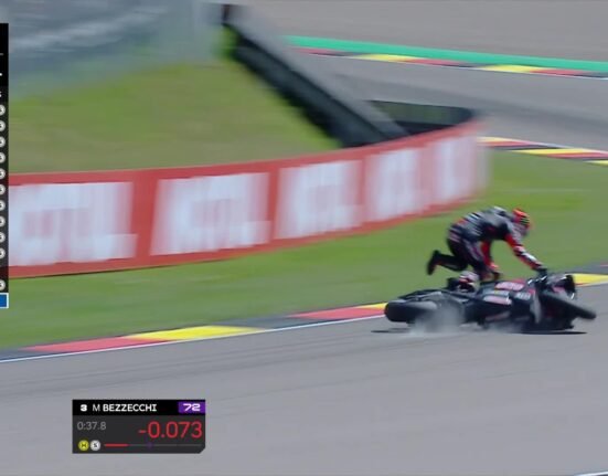 Marco Bezzecchi will have to undergo surgery in Italy due to a left clavicle fracture at the Sachsenring
